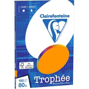 Clairefontaine gekleurd papier fel oranje 80 g/m² A4 (100 vellen)