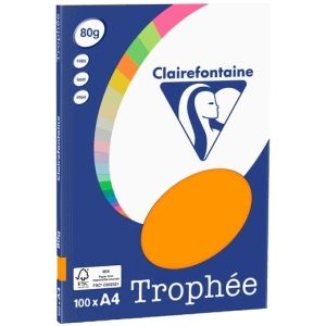 Clairefontaine - Gekleurd Papier - Fluo-Oranje - 80 g/m² - A4 - 100 Vellen
