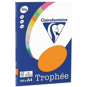Clairefontaine - Gekleurd Papier - Fluo-Oranje - 80 g/m² - A4 - 100 Vellen