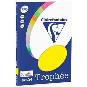 Kopieerpapier Clairefontaine Trophée A4 160 gram zonnegeel, kleinverpakking á 50vel