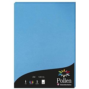 Clairefontaine - Ref 4211C - Stuifmeel gekleurd papier (Pack van 50 vellen) - A4 (210 x 297mm), 120gsm papier, inkjet & laser printer compatibel, zuurvrij - intensief blauw