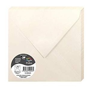 Clairefontaine 50043C, verpakking met 20 enveloppen, vierkant, 16,5 x 16,5 cm, 120 g/m², kleur: ivoorkleurig, uitnodiging en briefwisseling, pollen-serie, glad papier van hoge kwaliteit