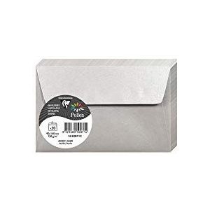 Clairefontaine 50071C, verpakking met 20 zelfklevende enveloppen, formaat 9 x 14 cm, 120 g/m², kleur: zilver, uitnodiging voor evenementen en correspondentie, Pollen-serie, glad papier van hoge
