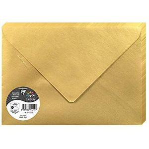 Clairefontaine 51200C, verpakking met 20 enveloppen, formaat C5 (16,2 x 22,9 cm), 120 g/m², goudkleurig, uitnodiging voor evenementen en correspondentie, Pollen-serie, glad premium papier