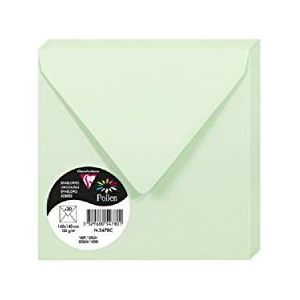 Clairefontaine - Ref 5478C - Stuifmeel Enveloppen (Pack van 20) - 140 x 140mm formaat, 120gsm papier, Gummed Seal, Inkjet & Laser Printer Compatible, Zuurvrij - Groen