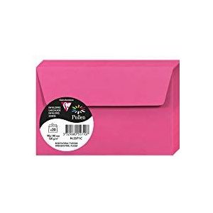 Clairefontaine 5571C, verpakking met 20 enveloppen, zelfklevend, formaat 9 x 14 cm, 120 g/m², kleur: fuchsia roze, uitnodiging voor evenementen en overeenkomst, Pollen-serie, glad papier van hoge