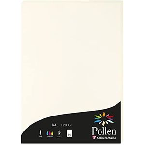 Clairefontaine - Pollen - Uitnodigingspapier - Natuurlijk Wit - A4-formaat - 50 Vellen - 120 g/m²