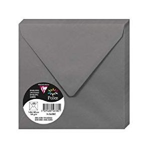 Clairefontaine - Ref 5638C - Stuifmeel Enveloppen (Pack van 20) - 140 x 140mm formaat, 120gsm papier, Gummed Seal, Inkjet & Laser Printer Compatible, Zuurvrij - Donker Grijs