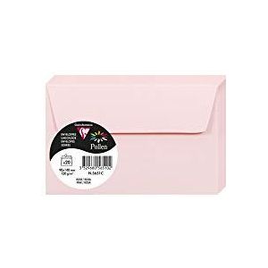 Clairefontaine 5651C, verpakking met 20 zelfklevende enveloppen, formaat 9 x 14 cm, 120 g/m², kleur: roze, uitnodiging voor evenementen en correspondentie, Pollen-serie, glad papier van hoge kwaliteit