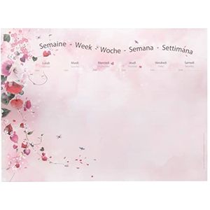 Clairefontaine 83386C - een weekkalender met 55 uitneembare bladeren, bedrukt, 30 x 40 cm, bloemen/vlinders, papier, 120 g, collectie Tropical Dream