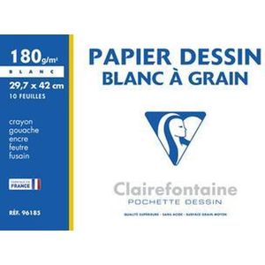Clairefontaine - Ref 96185C - Tekenpapier - Wit - 10 Vellen - 29,7 x 42cm