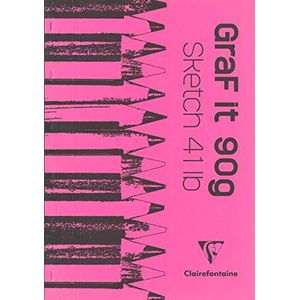 Clairefontaine GraF'it 96627C Heftblok, 80 vellen, tekenpapier, effen, afneembare vellen, A3, 29,7 x 42 cm, 90 g, willekeurige kleurkeuze