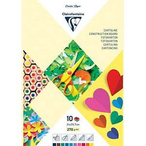 Clairefontaine - Ref 97344C - PaperTouch gekleurd papier (Pack van 10 vellen) - A4 (210 x 297mm) in formaat, 270gsm papier, diep geverfd, gladde textuur - diverse kleuren