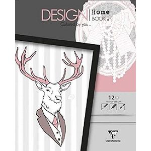Clairefontaine 97437C Design Home Book-blok met 12 vellen, bedrukt, 250 g/m², voor het inkleuren, formaat 13 x 17 cm, creatieve vrije tijd en inkleuren van volwassenen en kinderen, motief Versailles – 6 tekeningen x 2 fun