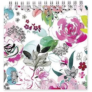 Clairefontaine 115560C – een klein notitieboek met spiraalbinding, bloemenmotieven – 12 x 12 cm, 100 pagina's, wit papier, 90 g – collectie Blooming – 3 afbeeldingen, willekeurige levering