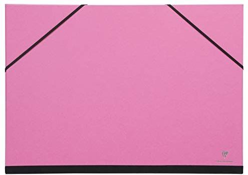 Clairefontaine - Ref 144806C - Kunstmap met elastische bandsluiting - fuchsia kleur - aanpasbaar vellum kaartoppervlak, geschikt voor documenten van 24 x 32 cm