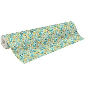 Clairefontaine 202092C - een spoel cadeaupapier - Excellia papier 80 g - formaat: 50 x 0,70 m - motief: Liberty, Floral, blauw/geel/oranje - geschenkverpakking, ideaal voor professionele verpakkingen
