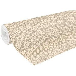Clairefontaine - Ref 223803C - Gerecycled Kraft Long Roll inpakpapier (enkele rol) - 70cm breedte x 50m lengte, 70gsm gerecycled kraftpapier - Goud geometrisch ontwerp