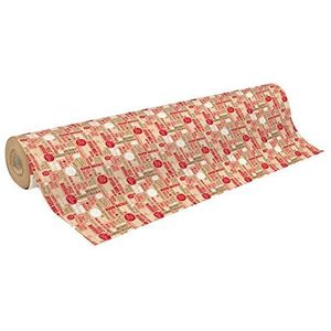 Geschenkpapier Clairefontaine Weihnachten, 1 Rolle mit L 50 m x B 700 mm, 1-seitig bedruckt, Kraftpapier, braun-rot