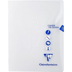 Clairefontaine 303780C Mimesys geniet Tekenschrift - 17x22 cm - 16 blad Uni - Wit tekenpapier 125 g - Polypro omslag - Kleurloos