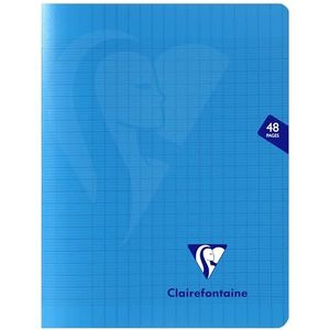 Clairefontaine 323751C Mimesys Geniet schrift - 17x22 cm - 24 Blad geruit Séyès - Wit papier 90 g - Polypro omslag - Blauw