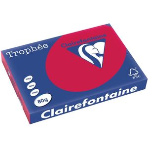 Clairefontaine Trophée Intens, gekleurd papier, A3, 80 g, 500 vel, kersenrood 5 stuks