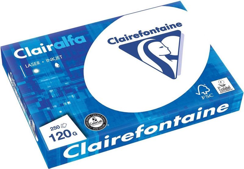 Kopieerpapier clairefontaine clairalfa a4 120gr wt | Pak a 250 vel | 5 stuks