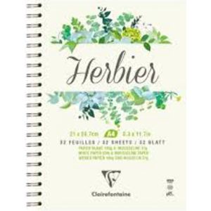 Clairefontaine - Ref 975180C - Graphic Arts Herbarium draadgebonden pad (32 vellen) - 24 x 32cm groot, 180gsm wit papier met 37gsm Mousseline Paper Dividers