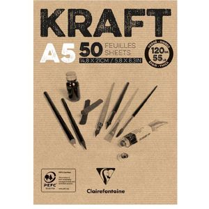Clairfontaine Zeichenblock ""KRAFT Vergé"", DIN A5, 50 Blatt