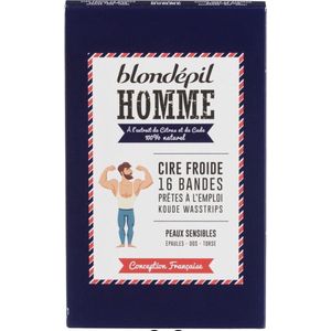 BLONDEPIL HOMME Koude Wax Schouders Terug en Torso voor Gevoelige Huid 16 Strips, 21 g