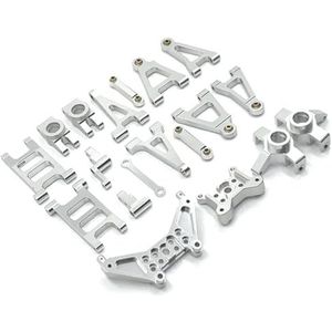MANGRY 14301 14302 Suspension Arm Steering Cup Link Rod Steering Assembly Shock Tower Set 1/14 RC Auto Upgrade Onderdelen Kit (Color : Silver)
