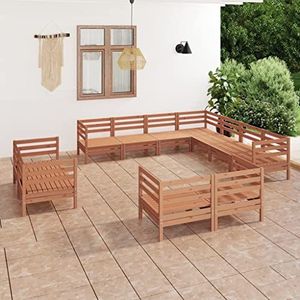 UYSELA Home Meubels Tuin 11 Stuk Tuin Lounge Set Massief Hout Grenen Honing Bruin