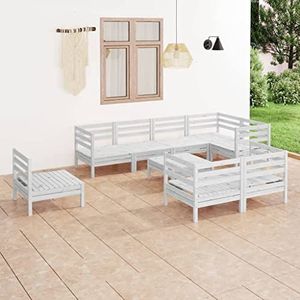 UYSELA Home Meubels Tuin 9 Delige Tuin Lounge Set Massief Hout Grenen Wit
