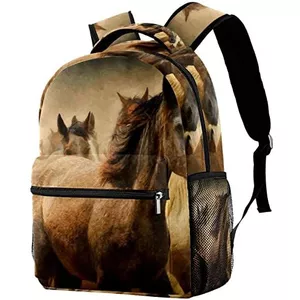 Belidome Kinderrugzak – Paardenprint, Lichtgewicht, Met Zijvakken, A4-formaat – Voor Jongens En Meisjes