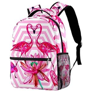 Reisrugzak roze flamingo's en tropische bloem afdrukken boekentas mode school rugzak grote capaciteit wandelen rugzak voor reizen sport Dailyuse, Rugzak 496, Eén maat
