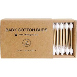 green-goose® Baby Bamboe Wattenstaafjes | 50 Stuks | 100% Biologisch Afbreekbaar en Duurzaam