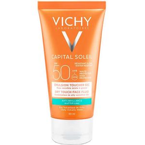 Vichy Capital Soleil SPF50 Dry Touch Zonnecrème Gemengde tot Vette Huid - Gelaat 50ml