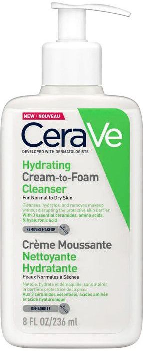 CeraVe - Reiniging Crème tot Schuim - 236 ml - Voor Normale tot Droge Huid