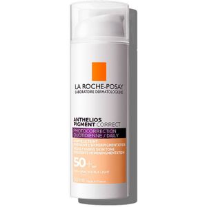La Roche-Posay Anthelios Pigment Correct Dagelijks Getinte Gezichtscrème voor een Gevoelige Huid SPF50+ Light 50ml - Zonnebescherming voor het gezicht