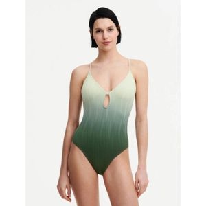 Badpak - Tie and Dye Groen - Stretchstof - Vaste Schouderbandjes