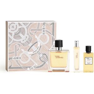 Hermès Terre D'Hermes Parfum Giftset - Terre d'Hermès Parfum Spray 75 ml + 12,5 ml Travel size + Shower gel 40 ml - Herenparfum