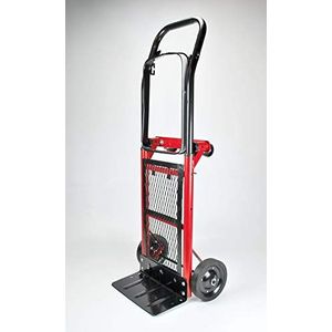 TEC Hit 175280 Steekwagen, stijve steekwagen, opvouwbaar, multifunctioneel, 80 kg, 2 vaste wielen en 2 draaibare wielen, rood/zwart