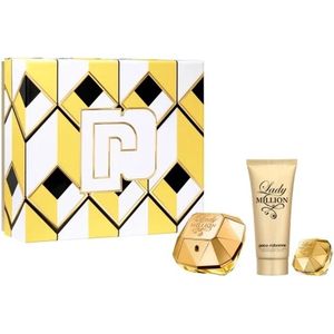 Paco Rabanne Lady Million Giftset - 80 ml eau de parfum spray + 5 ml eau de parfum spray + 100 ml bodylotion – cadeauset voor dames
