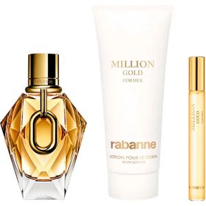 Paco Rabanne MILLION GOLD FOR HER Set 3 pcs Eau de Parfum spray 90 ml + Body lotion 100 ml + Eau de Parfum spray 10 ml