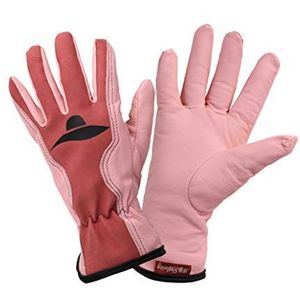 ROSTAING MISS Handschoenen voor dames, barbie-roze, van leer in trendy en geraffineerde look, ideaal voor alle snoei-, plant- en onkruidwerkzaamheden, kleur: Barbie-roze