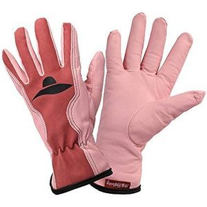 ROSTAING MISS Handschoenen voor dames, barbie-roze, van leer in trendy en geraffineerde look, ideaal voor alle snoei-, plant- en onkruidwerkzaamheden, kleur: Barbie-roze
