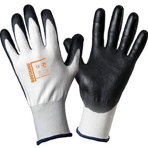 Rostain FitXTRA-IT10 handschoenen, smal, voor bouwwerk, bestand tegen sneden en slijtage, polyurethaan, roestvrij-taille10, zwart/wit, 10