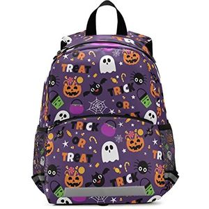 Halloween paarse geest peuter kleuter rugzak boekentas mini schoudertas schooltas voor pre-k 3-7 jaar reizen jongens meisjes, Patroon, 10×4×12in