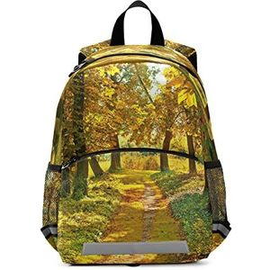 Geel Golden Road View Peuter Preschool Rugzak Boekentas Mini Schoudertas Schooltas voor Pre-K 3-7 Jaar Reizen Jongens Meisjes, Patroon, 10×4×12in