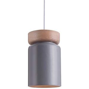 Lussiol 250562 hanglamp, keramiek/hout, 40 W, grijs